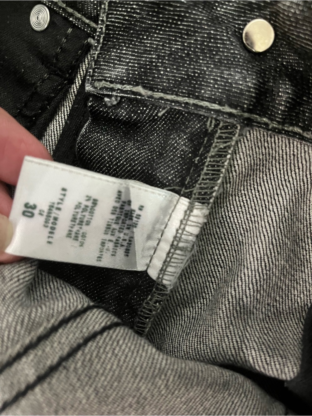 Guess Premium Low Rise straight leg washed black rhinestone embellished jeans 30 - Picture 8 of 13